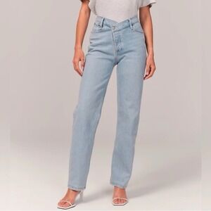 Abercrombie & Fitch The Dad High‎ Rise Jeans Size 35/20 Light Wash Denim